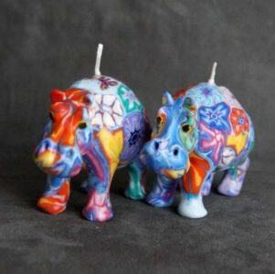 Flowered Hippopotamus Candle