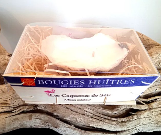 UNEVEN 3 XL Huîtres bougies + 3 perles dans une grande boîte de luxe -  bougies huîtres