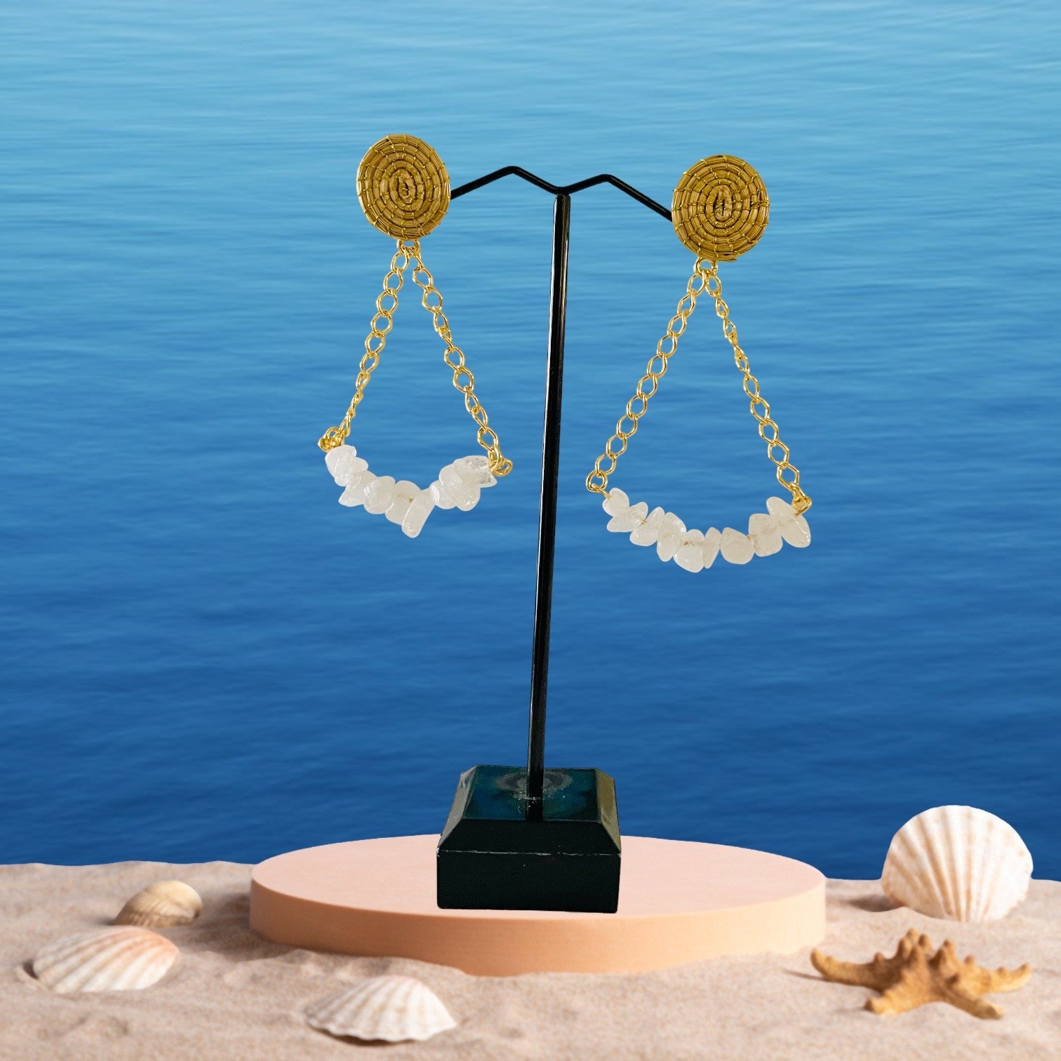 Bijoux-BO-triangle-cristal de roche1