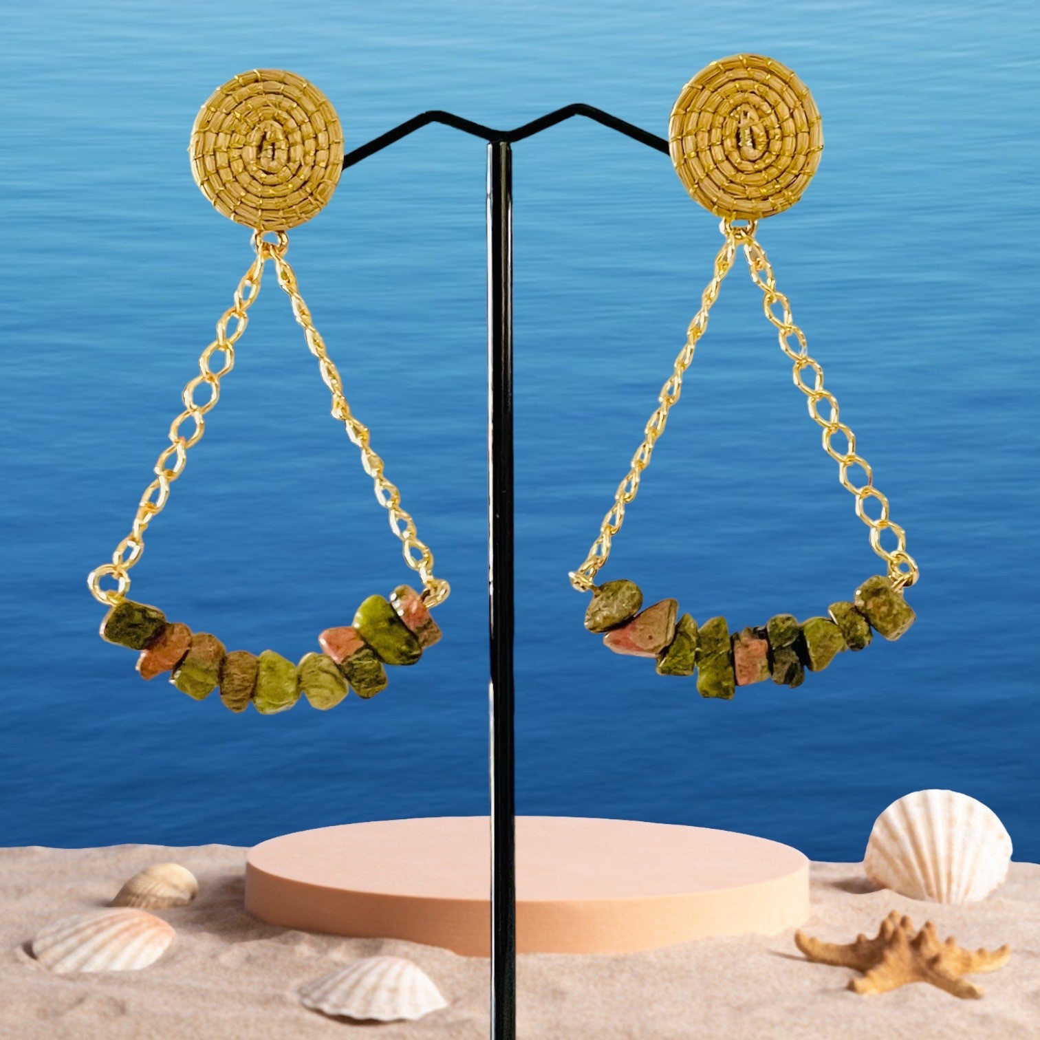 Bijoux-BO-triangle-jaspe unakite1